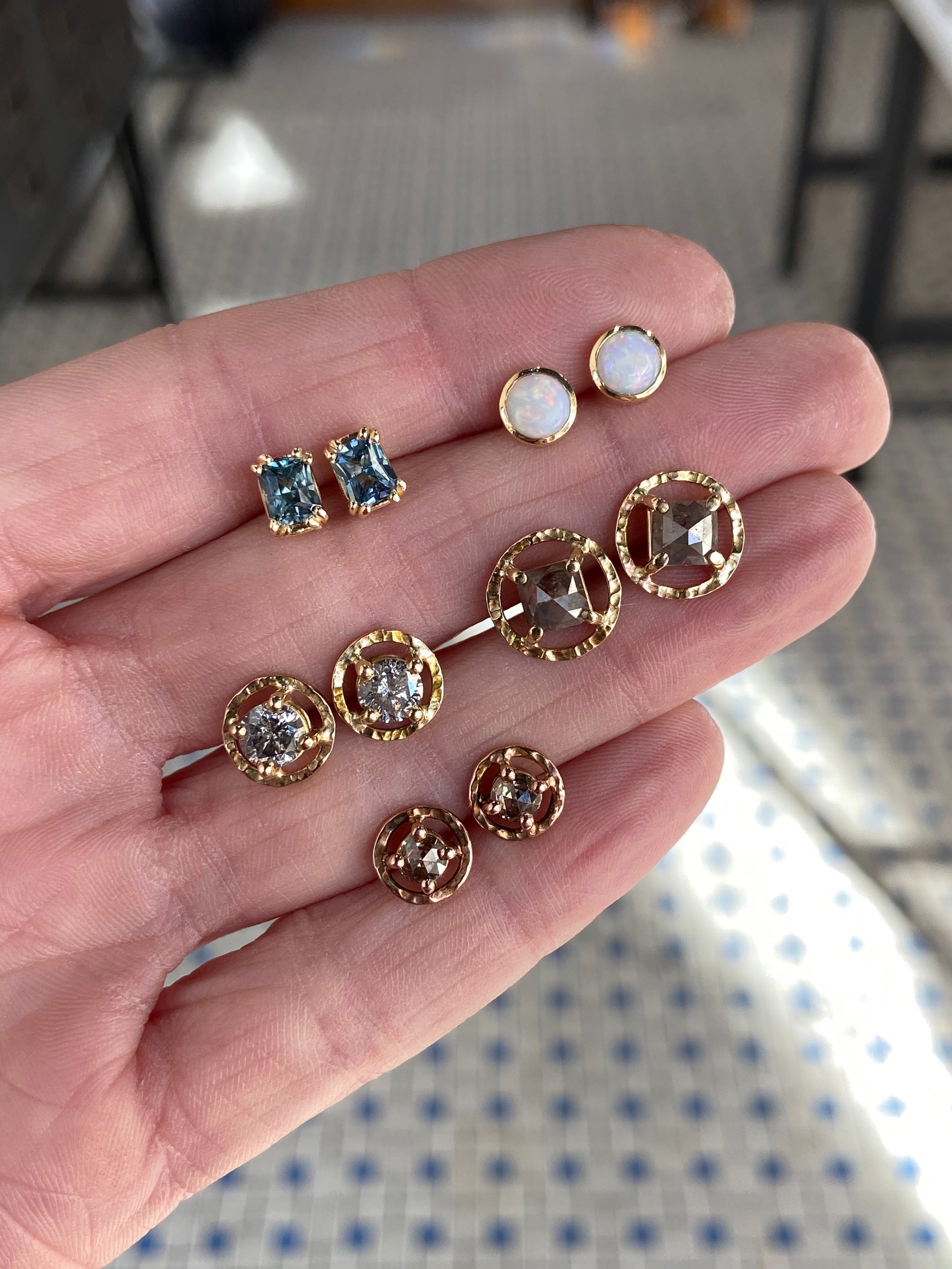 Salt and pepper shop diamond stud earrings