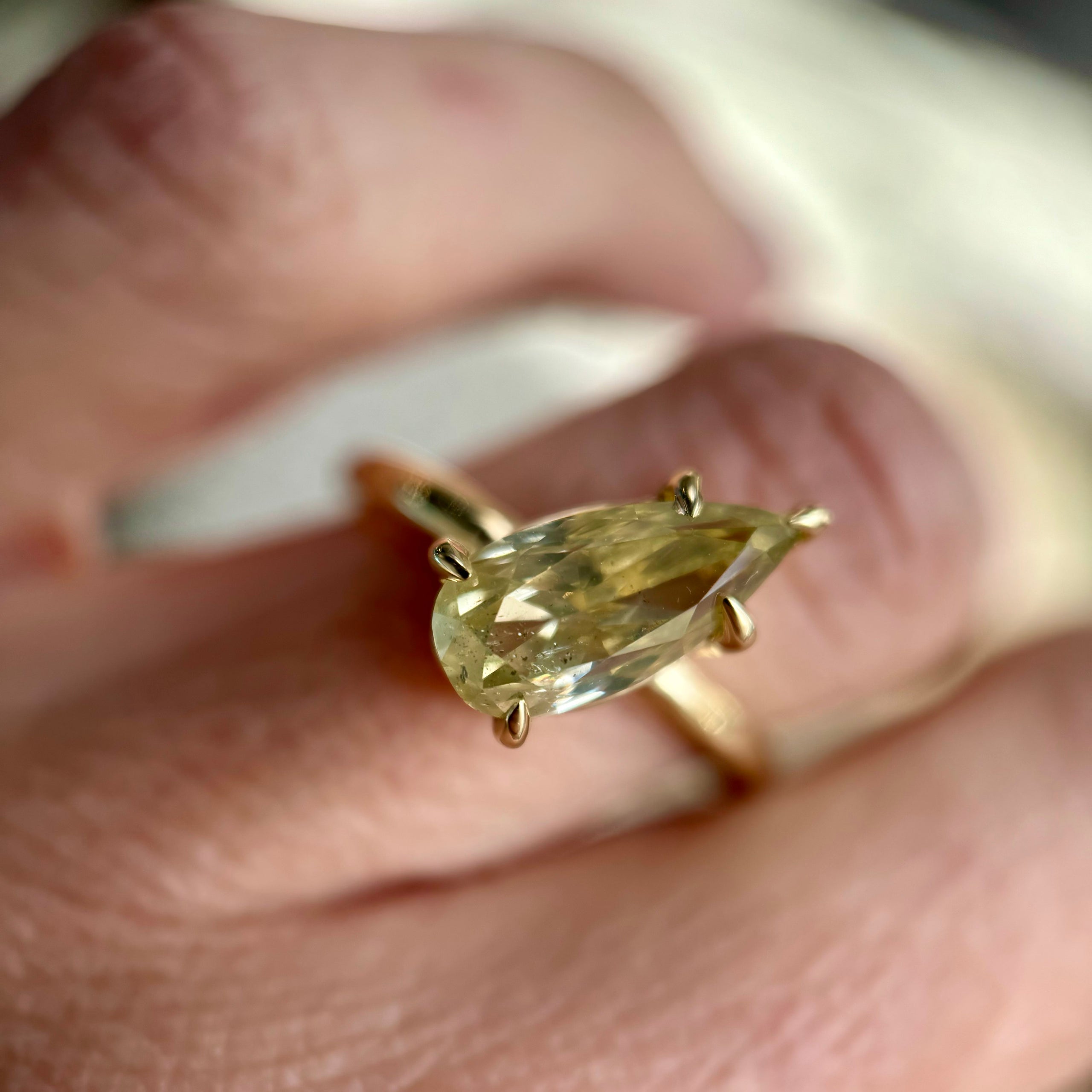 Pear Yellow Diamond Ring Skelton Jewelry