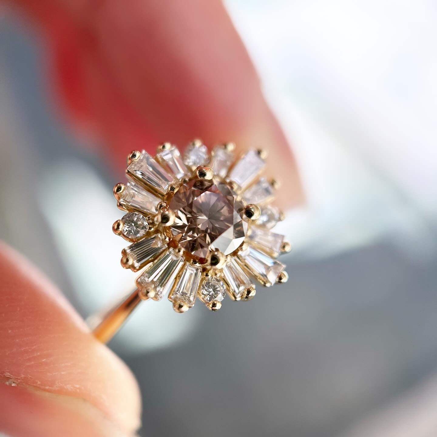 Champagne Diamond Ballerina Halo Ring
