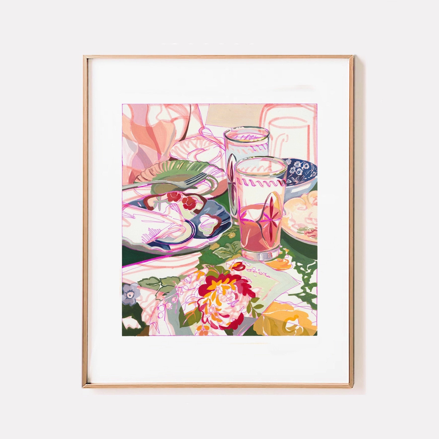 Anissa Riviere "Brunch Party" Signed Art Print Skelton Jewelry